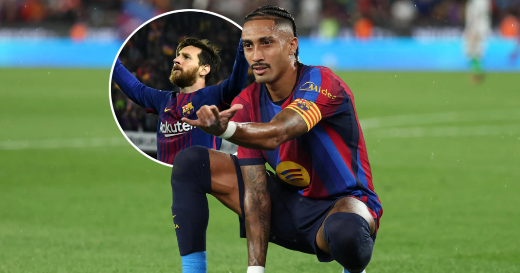 Raphinha matches Lionel Messi’s incredible scoring record after Racing win